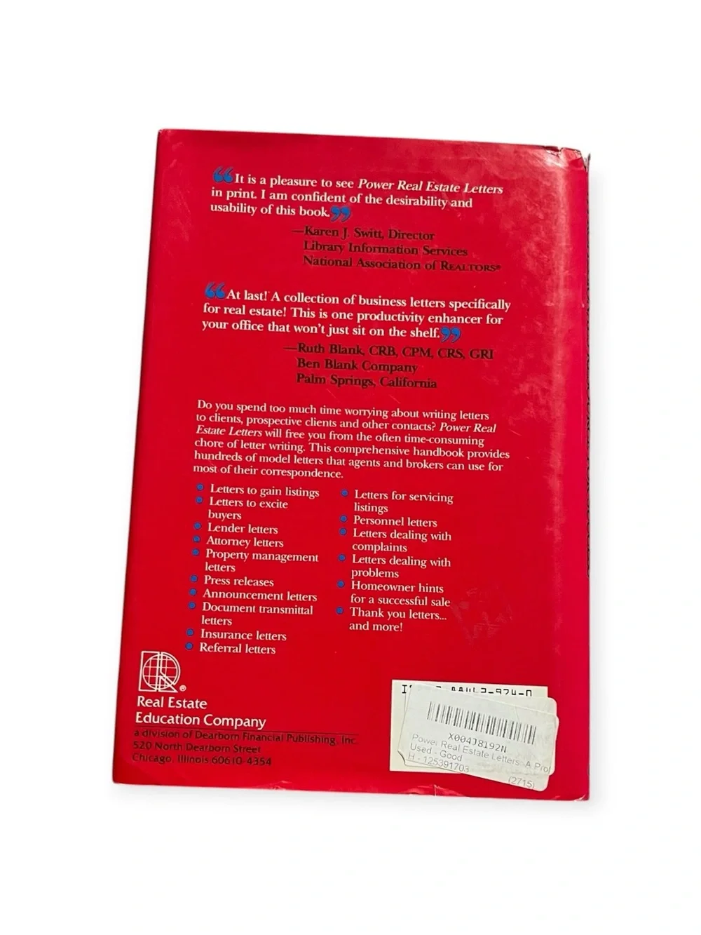 Power Real Estate Letters - Red Professional Resource- Hard Cover